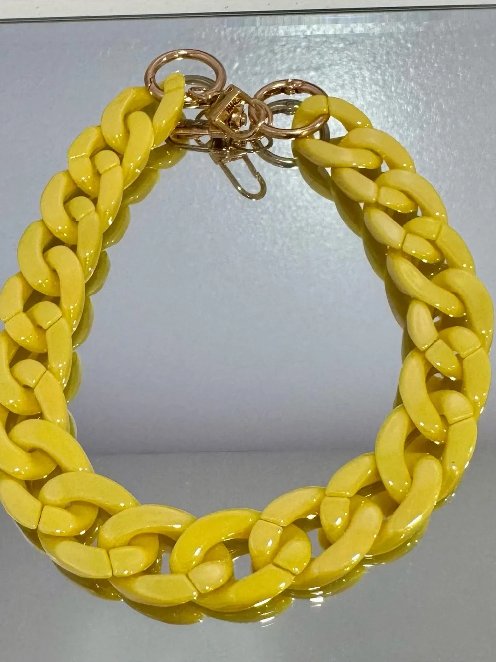 New Slim Acrylic Yellow Bah Chain with Gold Hardware 18 inches